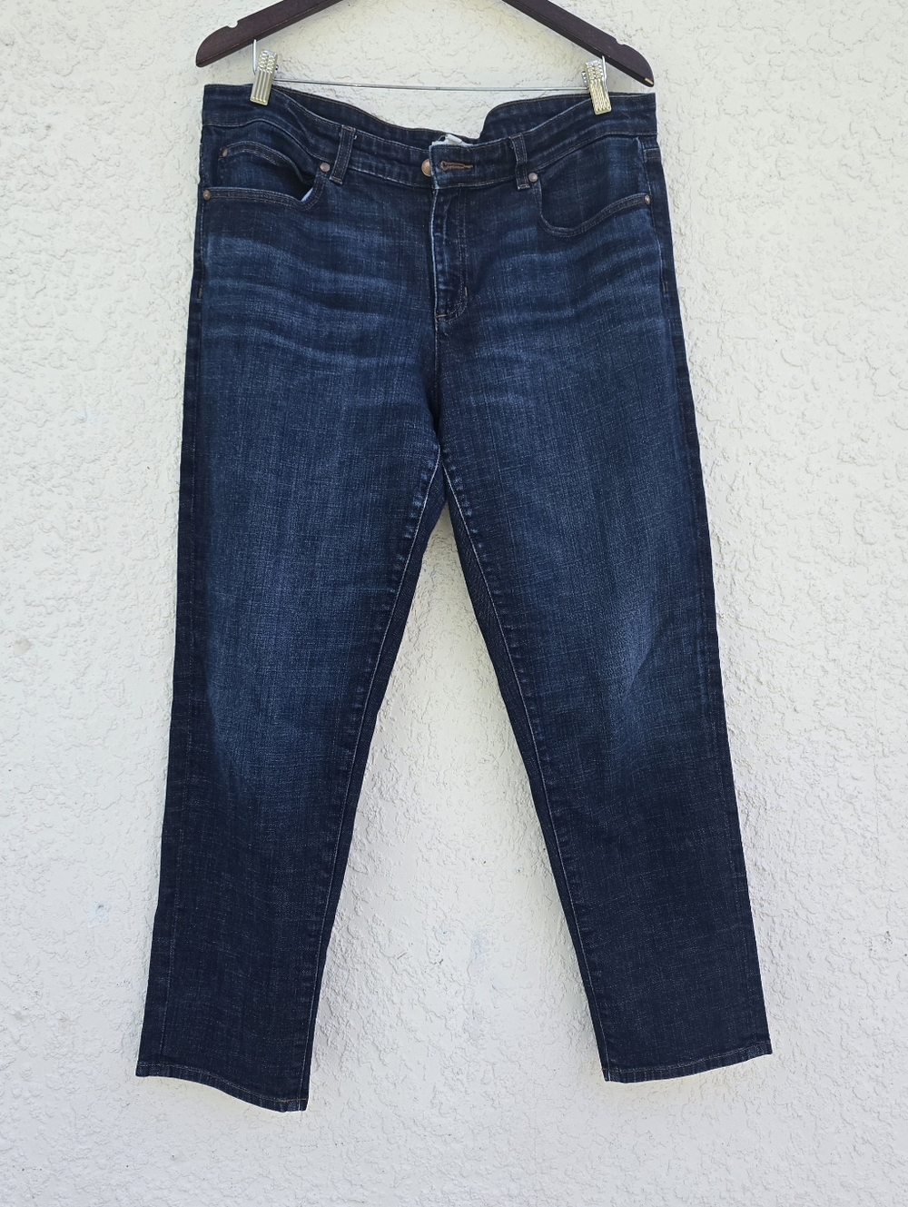 Eileen Fisher Dark Wash Straight Leg Stretch Jeans - Size 14